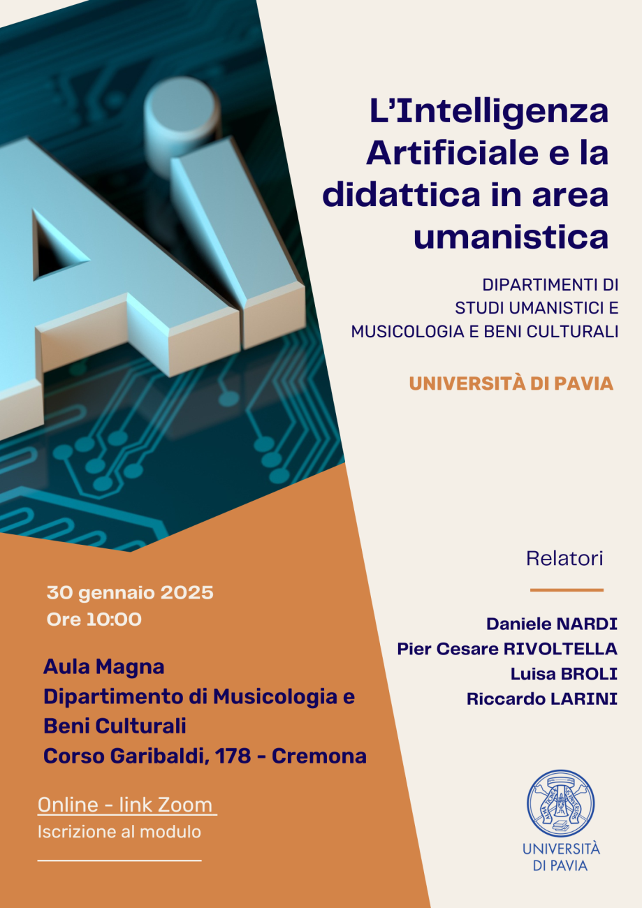 Locandina L’Intelligenza Artificiale e la didattica in area umanistica
