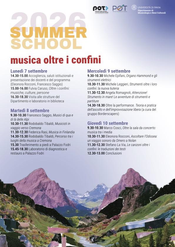 Locandina Summer School Musicologia 2026