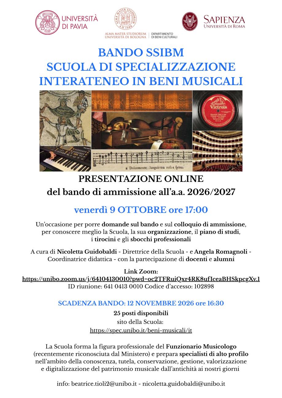 Presentazione Bando SSIBM 2026-2027